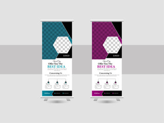 Corporate roll-up banner for your business. Business roll up banner design for business events, annual meetings, presentations, marketing, promotions and advertising.