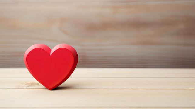 Red heart on wooden background