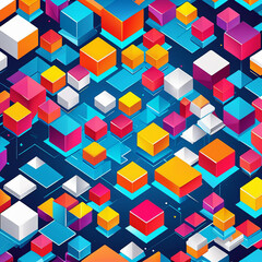 Obraz premium Colorful Background With Squares and Cubes. Generative AI