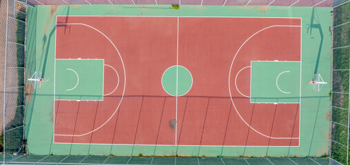 Aerial view on a basketball court in corfu island,Greece