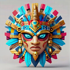 Black and white ancient character aztec and mayan god
