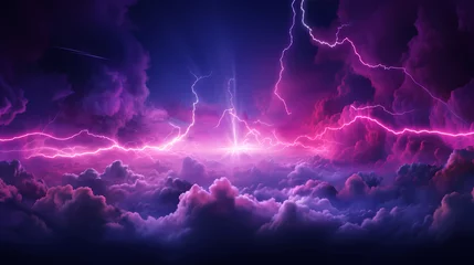 Poster Thunderstorm, lightning and thunder in fantasy landscape © jiejie