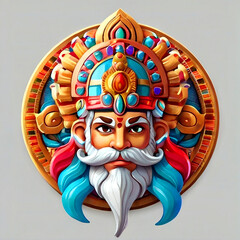 Black and white ancient character indian god

