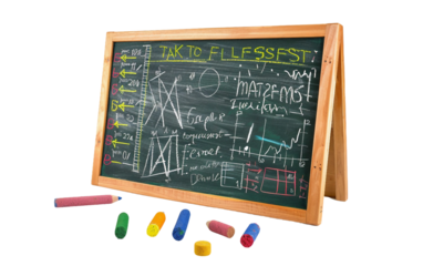 Mathematical Equations on a Chalkboard Isolated on Transparent Background PNG.