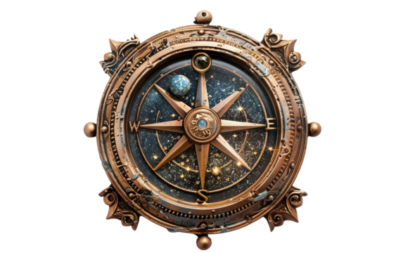 Journeying with the Celestial Compass Isolated on Transparent Background PNG.