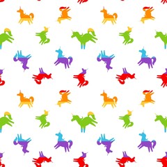 Fototapeta premium Rainbow lgbt pride animals unicorns seamless horse pattern for fabrics and wrapping paper and party summer textiles