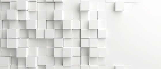Random shifted white cube boxes block background wallpaper banner with copy space 