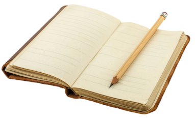 Blank Canvas Composition Notebook Opened Isolated on Transparent Background PNG.