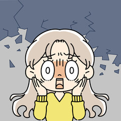 ショックを受ける女性のイラスト