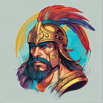 Cartoon warrior character illustration