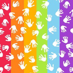 Abstract pride doodle seamless lgbtq rainbow hands pattern for fabrics and linens and summer party accessories