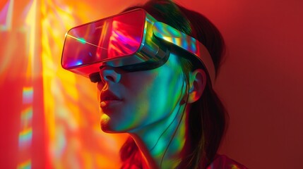 Fototapeta premium woman with VR glasses