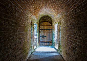 Sunlight Streaming Through Long Corridor at Fort Clinch, Fort Clinch State Park, Amelia Island,...