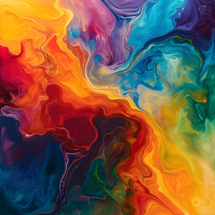 An abstract digital art piece featuring fluid shapes and bright Contrasting colors Symbolizing...