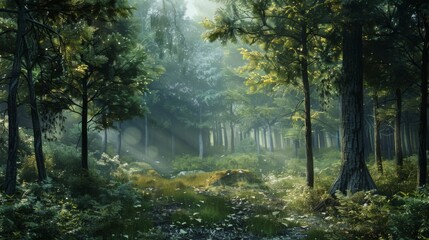 Obraz premium A serene forest backdrop