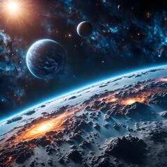 Obraz premium Planet in space, surrounded by stars and the vast universe