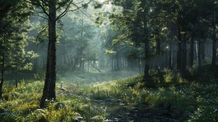 Obraz premium A serene forest backdrop