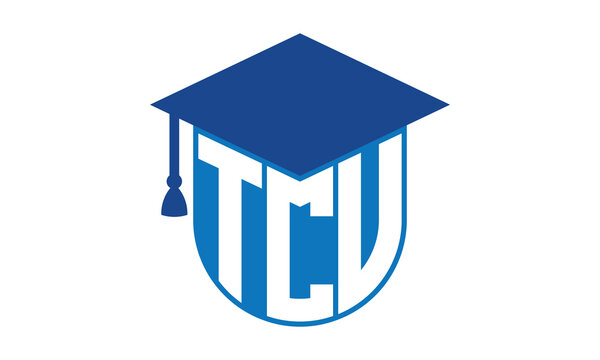 TCV initial letter academic logo design vector template. school college logo, university logo, graduation cap logo, institute logo, educational logo, library logo, teaching logo, book shop, varsity	
