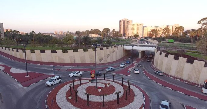 Traffic Roundabout in Acre, Isreal