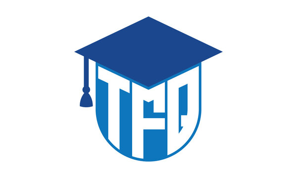 TFQ initial letter academic logo design vector template. school college logo, university logo, graduation cap logo, institute logo, educational logo, library logo, teaching logo, book shop, varsity	
