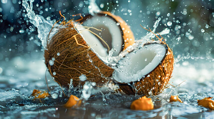 Moody Splash of Coconuts and Orange in High Resolution