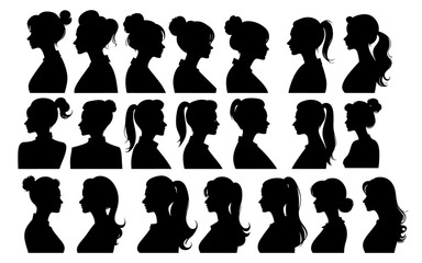 women id silhouette portraits set
