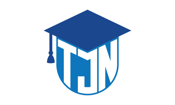 TJN initial letter academic logo design vector template. school college logo, university logo, graduation cap logo, institute logo, educational logo, library logo, teaching logo, book shop, varsity	
