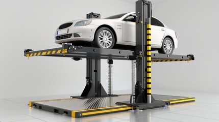 picture of an isolated vehicle repair lift against a white background