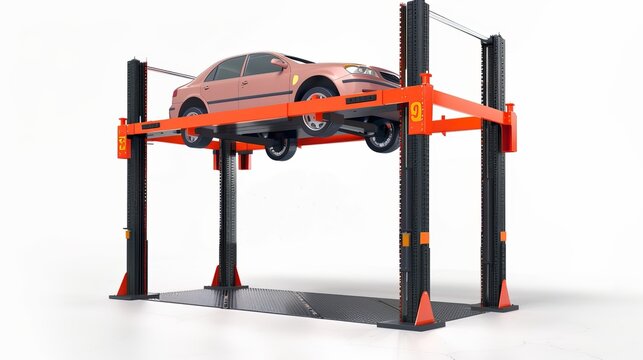 picture of an isolated vehicle repair lift against a white background