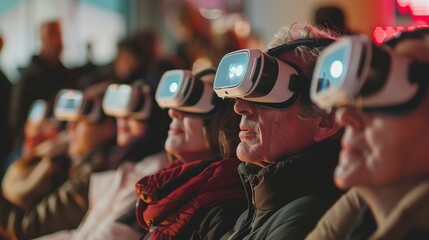 vr glasses in people's eyes at an event