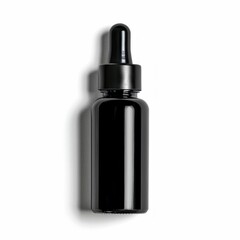 Modern Black Dropper Bottle Isolated on a White Background. Generative ai