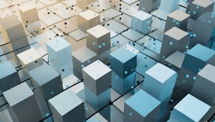 Abstract geometrical background with cubes? rectangles? magic dust, high perspective. It reminds of skyscrapers' landscape. Dark colors, 