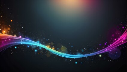 Fototapeta premium abstract background with glowing lines, colorful wave on black background with copy space, space for text and design 