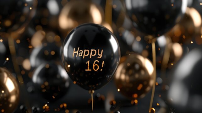 Happy birthday, happy 16: cheerful text celebrating the joyous occasion of turning sixteen, a milestone filled with happiness and excitement