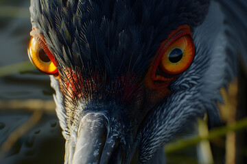 Fototapeta premium close-up shot of the crane's face, 