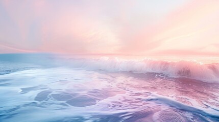 Surreal seascape with pastel waves under a dreamy sky. Serenity of the ocean captured in pastel...