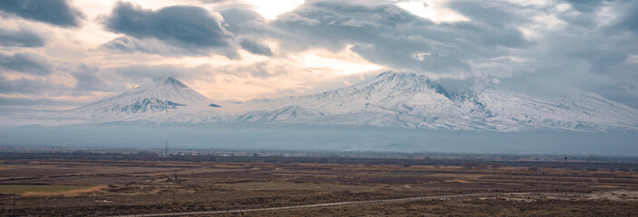 Snow-capped Ararat, Armenian highlands, beautiful view