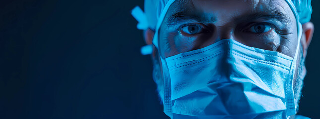 middle aged male surgeon in surgical mask operating on patient