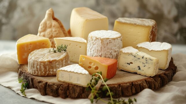 Artisan cheese and charcuterie board featuring a selection of cheeses, cured meats, and fresh tomatoes on a wooden serving platter..