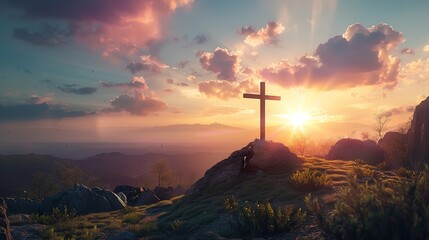 Eyecatching Christianity and nature unite in stunning mountain landscape