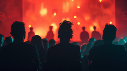 Fototapeta na wymiar Rhythms in Red: Spectators at a Live Concert
