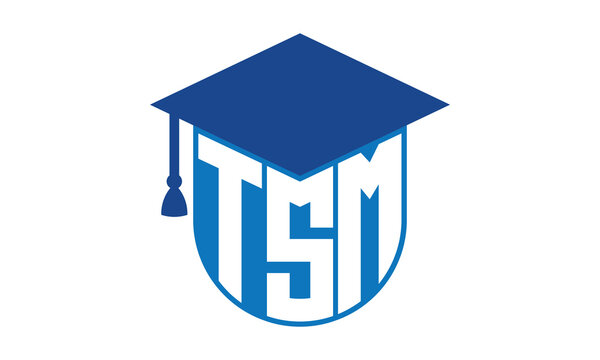 TSM initial letter academic logo design vector template. school college logo, university logo, graduation cap logo, institute logo, educational logo, library logo, teaching logo, book shop, varsity	
