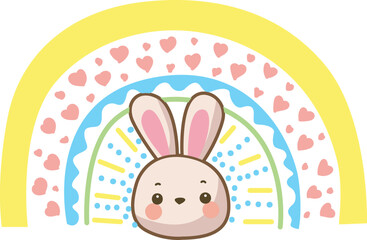 Easter bunny surprise stock illustration. Easter bunny gift in egg. Easter greeting card with cute little bunny. Symbol of joy.