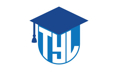 TYL initial letter academic logo design vector template. school college logo, university logo, graduation cap logo, institute logo, educational logo, library logo, teaching logo, book shop, varsity	
