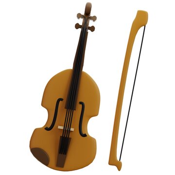 3d icon violin on the white background