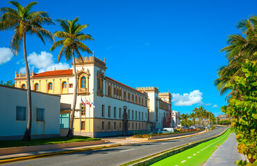 Old San Juan Skyline, historic district, and landmark buildings in Puerto Rico