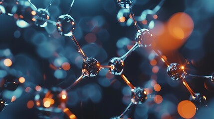 Structure molecule atoms realistic illustration background AI Image Generative - obrazy, fototapety, plakaty