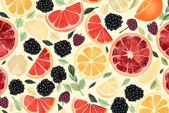 watercolor fruits seamless pattern background
