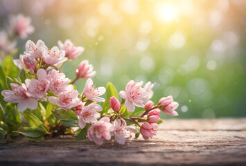 Bright spring or summer background with bokeh lights