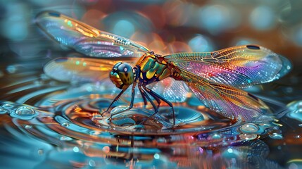 Close-up front view of a dragonfly's eyes. Beautiful macro of insects